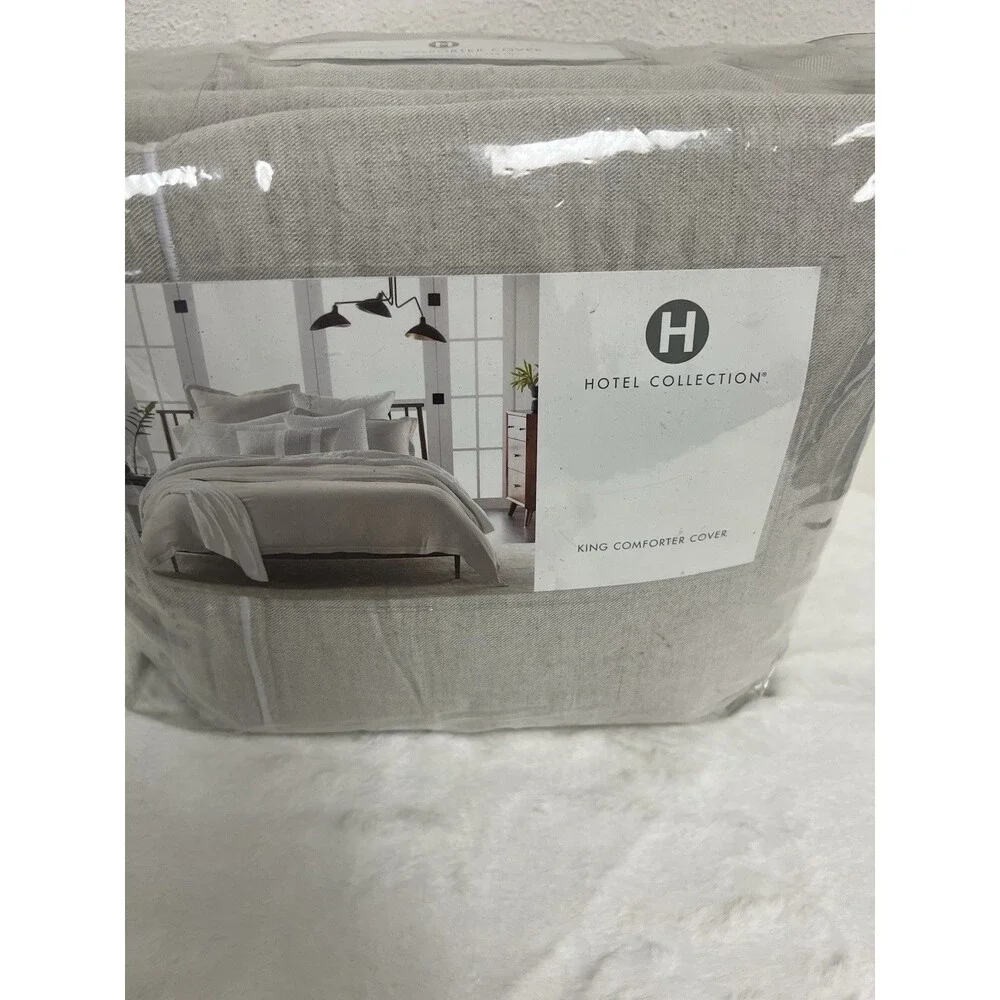 Hotel Collection Linen/Modal Blend King Duvet + 2 Pillowcases Natural Color NEW